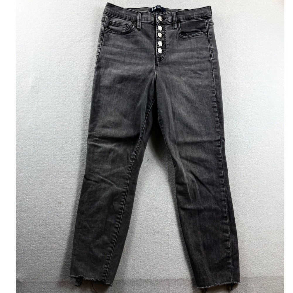 Gap Legging Jeans Women 6/28 Gray High Rise Button Fly Raw Hem 30x25